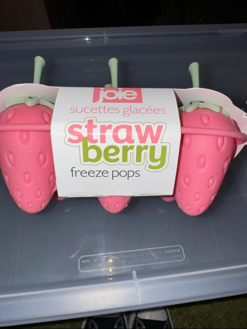 Joie Strawberry Freeze Pops Silicone Mold - Pink with Mint Handles - Picture 1 of 3